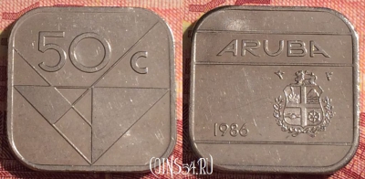 Аруба 50 центов 1986 года, KM# 4, 291i-088