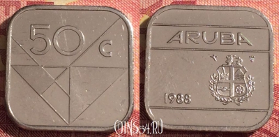 Аруба 50 центов 1988 года, KM# 4, 301i-058