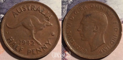 Австралия 1/2 пенни 1942 года, KM# 41, a066-054
