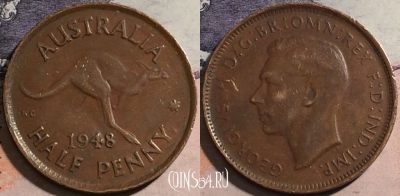Австралия 1/2 пенни 1948 года, точка, KM# 41, a069-126 ♛