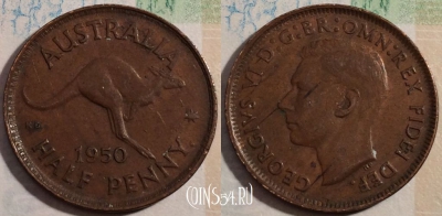 Австралия 1/2 пенни 1950 года, KM# 42, b079-004