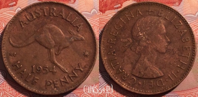 Австралия 1/2 пенни 1954 года, KM# 49, 175-122