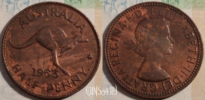 Австралия 1/2 пенни 1963 года, KM# 61, b079-007