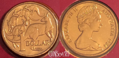 Австралия 1 доллар 1984 года, KM# 77, UNC, 130j-044