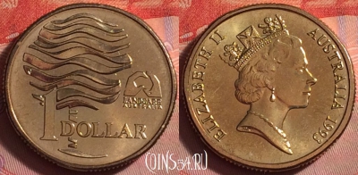Австралия 1 доллар 1993 г., без отметки МД, KM# 208, UNC,