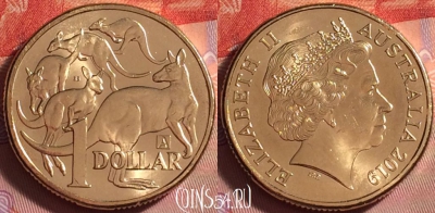 Австралия 1 доллар 2019 г., A, KM# 489, UNC, 297j-105