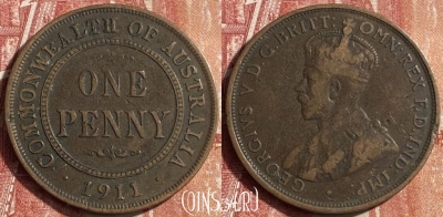 Австралия 1 пенни 1911 года, KM# 23, 453o-102
