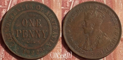Австралия 1 пенни 1922 года, KM# 23, 453o-103 ♛