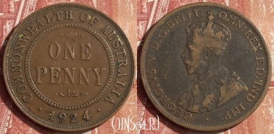 Австралия 1 пенни 1924 года, KM# 23, 453o-035