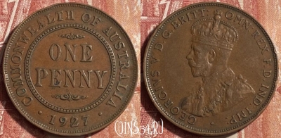Австралия 1 пенни 1927 года, KM# 23, 453o-100