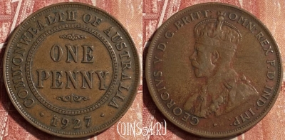 Австралия 1 пенни 1927 года, KM# 23, 453o-104 ♛