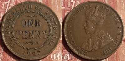 Австралия 1 пенни 1927 года, KM# 23, 453o-110