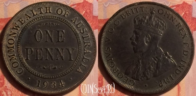 Австралия 1 пенни 1934 года, KM# 23, 435-135 ♛
