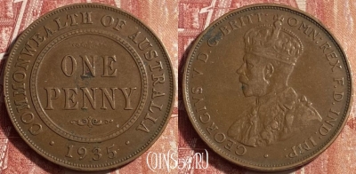 Австралия 1 пенни 1935 года, KM# 23, 453o-094