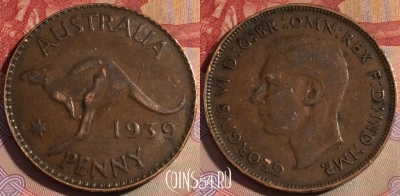 Австралия 1 пенни 1939 года, KM# 36, 144b-105