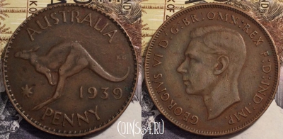 Австралия 1 пенни 1939 года, KM# 36, 237-093