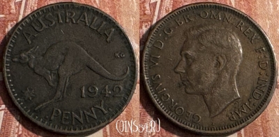 Австралия 1 пенни 1942 года, KM# 36, 123s-097 ♛