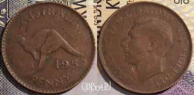 Австралия 1 пенни 1952 года, KM# 43, 159-031