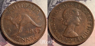 Австралия 1 пенни 1957 года, KM# 56, a066-052 ♛