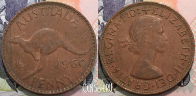 Австралия 1 пенни 1960 года, KM 56, 124-083