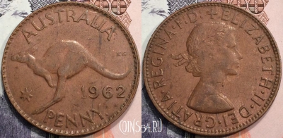 Австралия 1 пенни 1962 года, KM# 56, 132-062