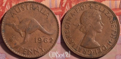 Австралия 1 пенни 1962 года, KM# 56, 142j-098 ♛