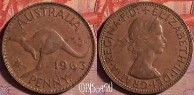 Австралия 1 пенни 1963 года, KM# 56, 149j-017