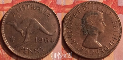 Австралия 1 пенни 1964 года, KM# 56, 067n-099