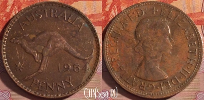 Австралия 1 пенни 1964 года, KM# 56, 120b-019