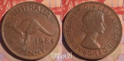 Австралия 1 пенни 1964 года, KM# 56, 202a-009
