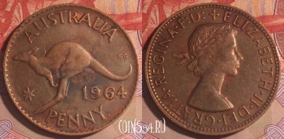 Австралия 1 пенни 1964 года, KM# 56, 202a-081
