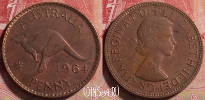 Австралия 1 пенни 1964 года, KM# 56, 232j-019
