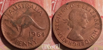 Австралия 1 пенни 1964 года, KM# 56, 241j-083 ♛
