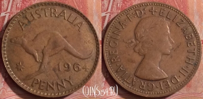 Австралия 1 пенни 1964 года, KM# 56, 305k-117