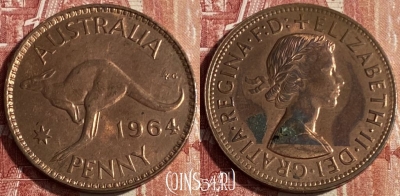 Австралия 1 пенни 1964 года, KM# 56, 405p-072 ♛