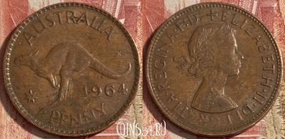 Австралия 1 пенни 1964 года, KM# 56, 474r-087 ♛