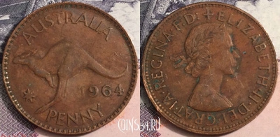 Австралия 1 пенни 1964 года, KM# 56, a085-048