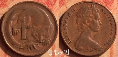 Австралия 1 цент 1970 года, KM# 62, 444o-040