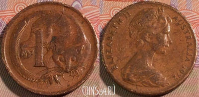 Австралия 1 цент 1972 года, KM# 62, 136b-095