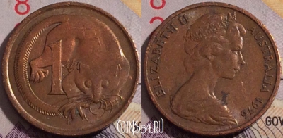 Австралия 1 цент 1976 года, KM# 62, 180a-044