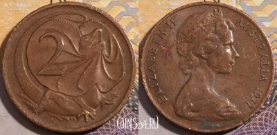Австралия 2 цента 1977 года, KM# 63, 195-114 ♟