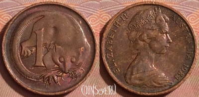 Австралия 1 цент 1983 года, KM# 62, 359k-126