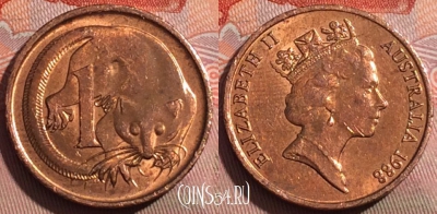 Австралия 1 цент 1988 года, KM# 78, 256a-013