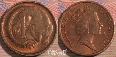 Австралия 1 цент 1990 года, KM# 78, 138b-035