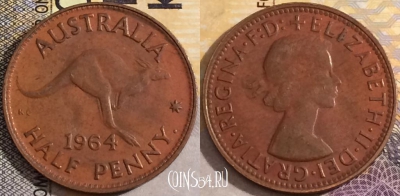 Австралия 1/2 пенни 1964 года, KM# 61, 157-002