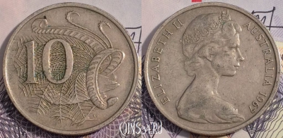 Австралия 10 центов 1967 года, KM 65, 112-077