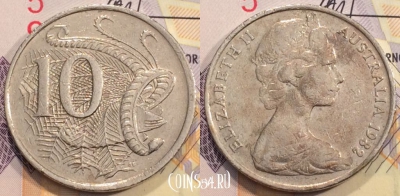 Австралия 10 центов 1982 года, KM 65, 115-018
