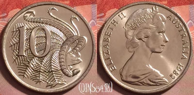 Австралия 10 центов 1982 года, KM# 65, UNC, 130j-111