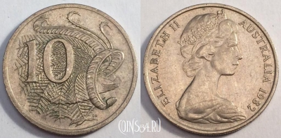 Австралия 10 центов 1982 года, KM# 65, 81-040b