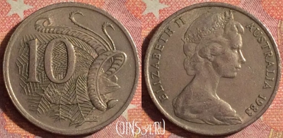 Австралия 10 центов 1983 года, KM# 65, 378-114